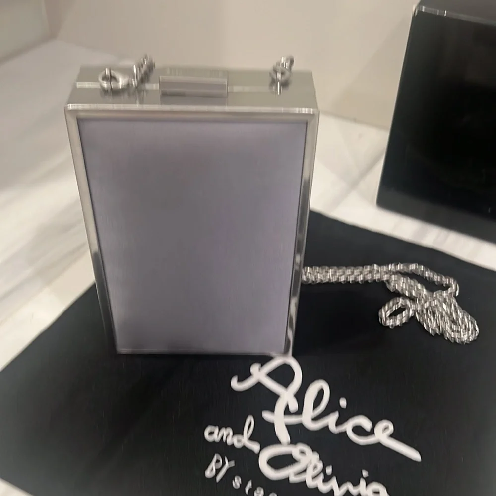 ALICE & OLIVIA stunning, silver rhinestone clutch or crossbody purse-LIKE NEW! - Picture 8 of 10